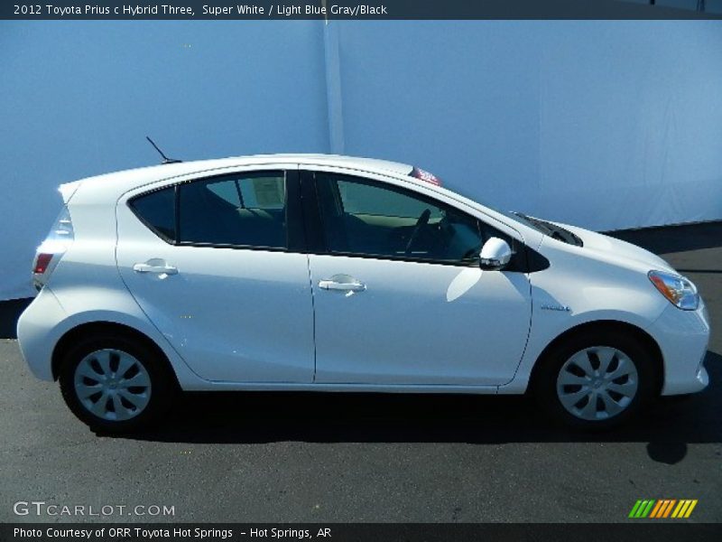 Super White / Light Blue Gray/Black 2012 Toyota Prius c Hybrid Three