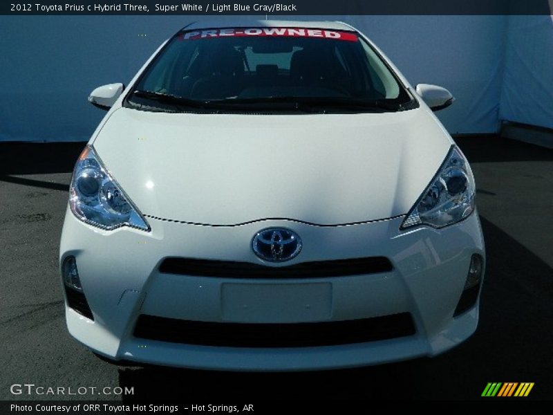 Super White / Light Blue Gray/Black 2012 Toyota Prius c Hybrid Three