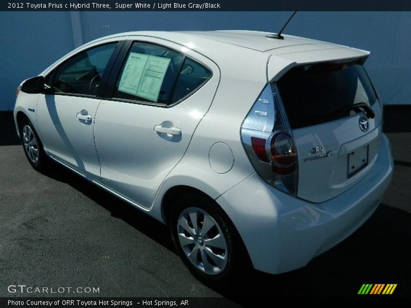 Super White / Light Blue Gray/Black 2012 Toyota Prius c Hybrid Three