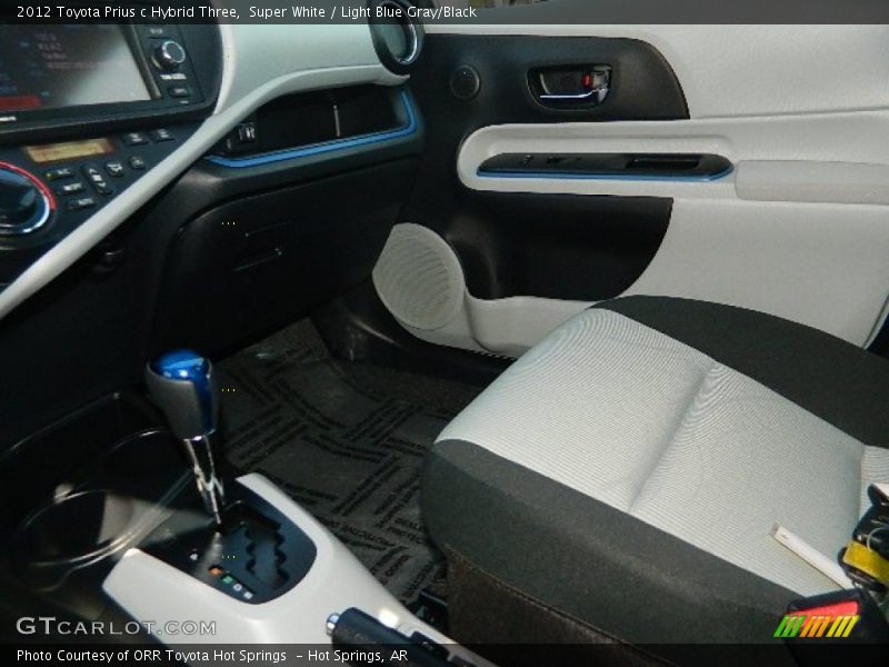 Super White / Light Blue Gray/Black 2012 Toyota Prius c Hybrid Three