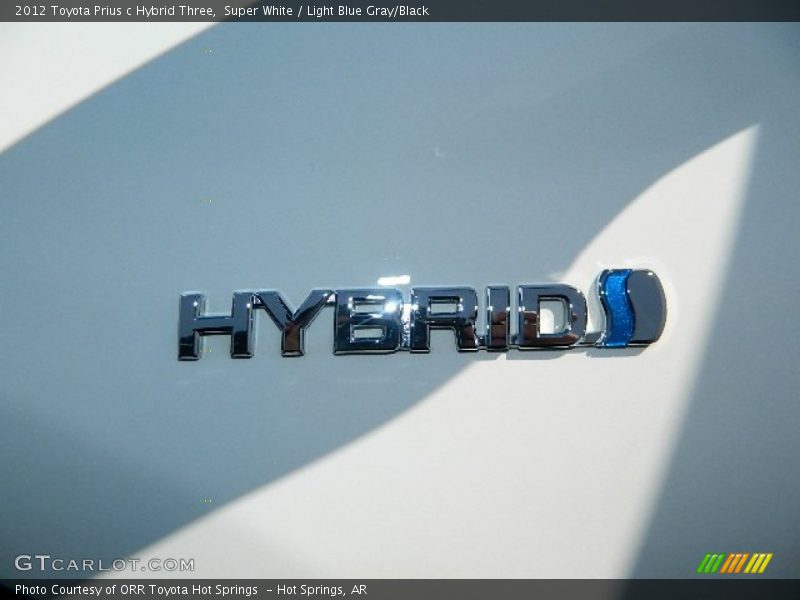 Super White / Light Blue Gray/Black 2012 Toyota Prius c Hybrid Three