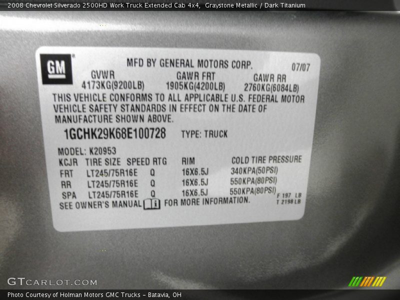 Graystone Metallic / Dark Titanium 2008 Chevrolet Silverado 2500HD Work Truck Extended Cab 4x4