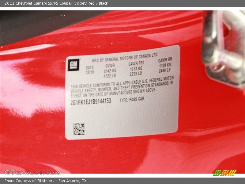 Victory Red / Black 2011 Chevrolet Camaro SS/RS Coupe