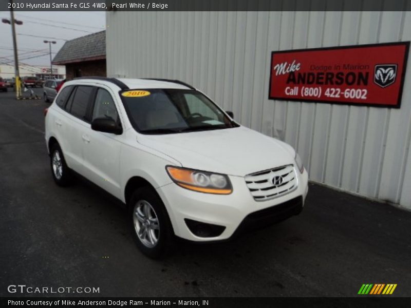 Pearl White / Beige 2010 Hyundai Santa Fe GLS 4WD