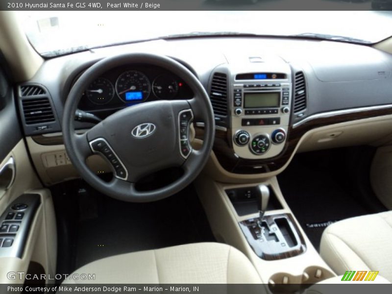 Pearl White / Beige 2010 Hyundai Santa Fe GLS 4WD