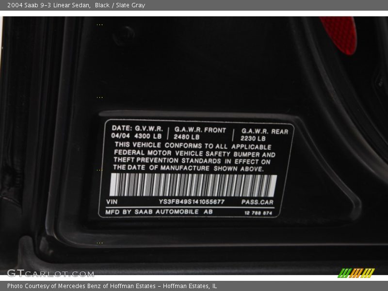 Black / Slate Gray 2004 Saab 9-3 Linear Sedan