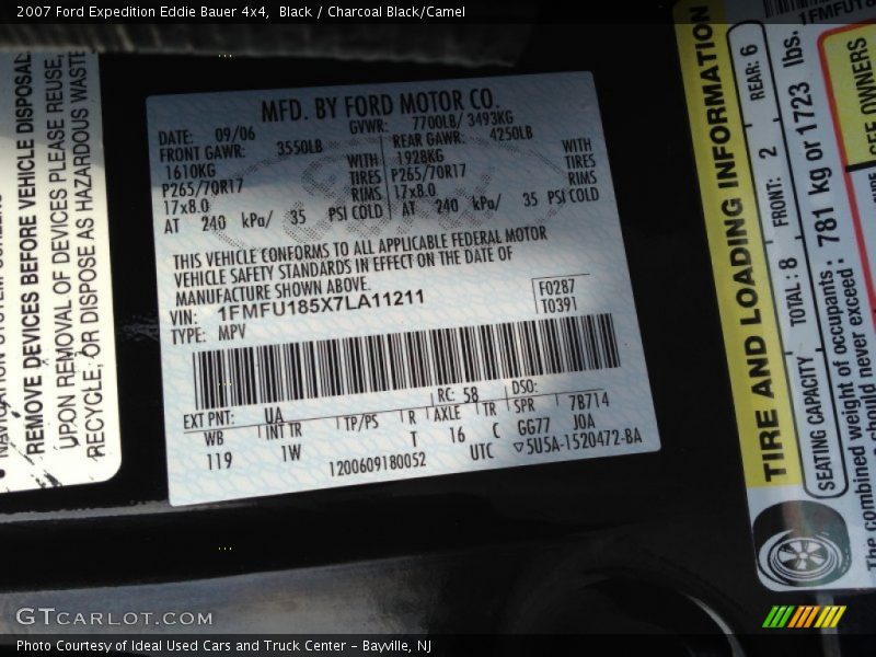 Black / Charcoal Black/Camel 2007 Ford Expedition Eddie Bauer 4x4