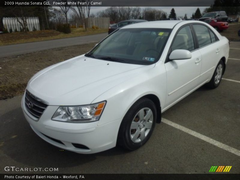 Powder White Pearl / Camel 2009 Hyundai Sonata GLS