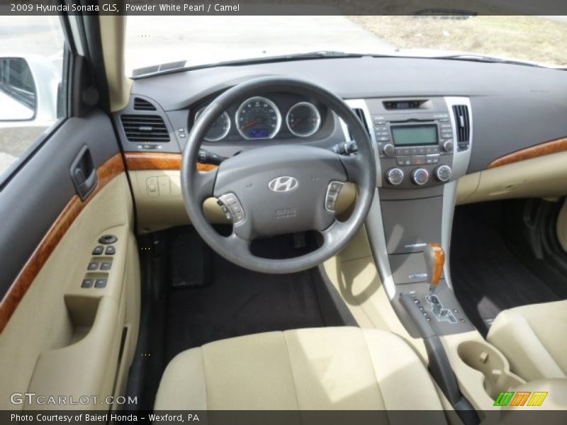 Powder White Pearl / Camel 2009 Hyundai Sonata GLS