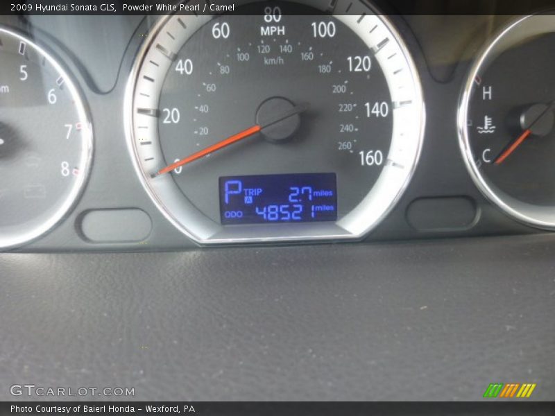Powder White Pearl / Camel 2009 Hyundai Sonata GLS