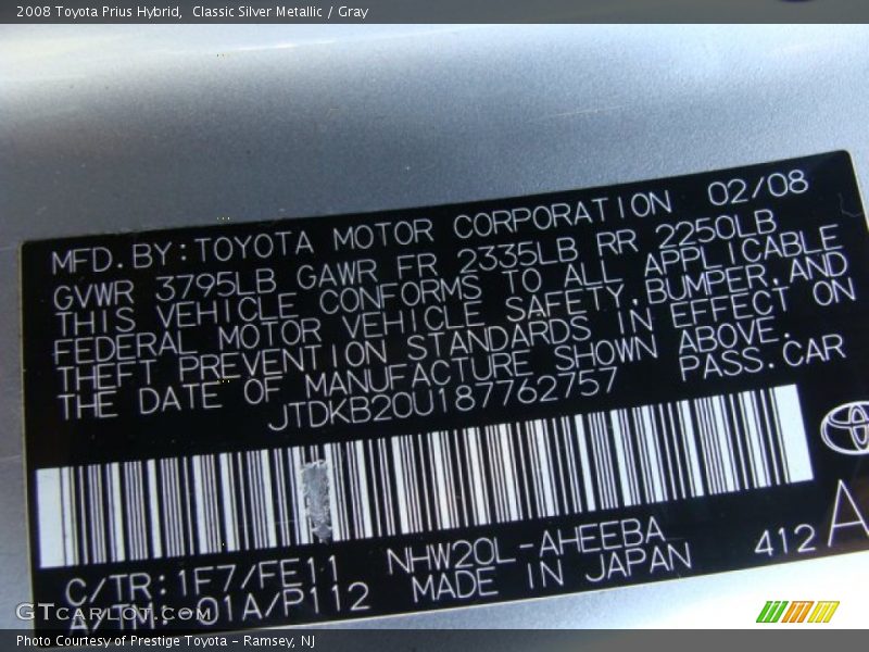 Classic Silver Metallic / Gray 2008 Toyota Prius Hybrid