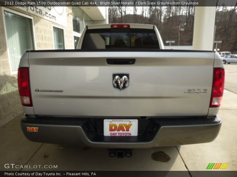 Bright Silver Metallic / Dark Slate Gray/Medium Graystone 2012 Dodge Ram 1500 Outdoorsman Quad Cab 4x4
