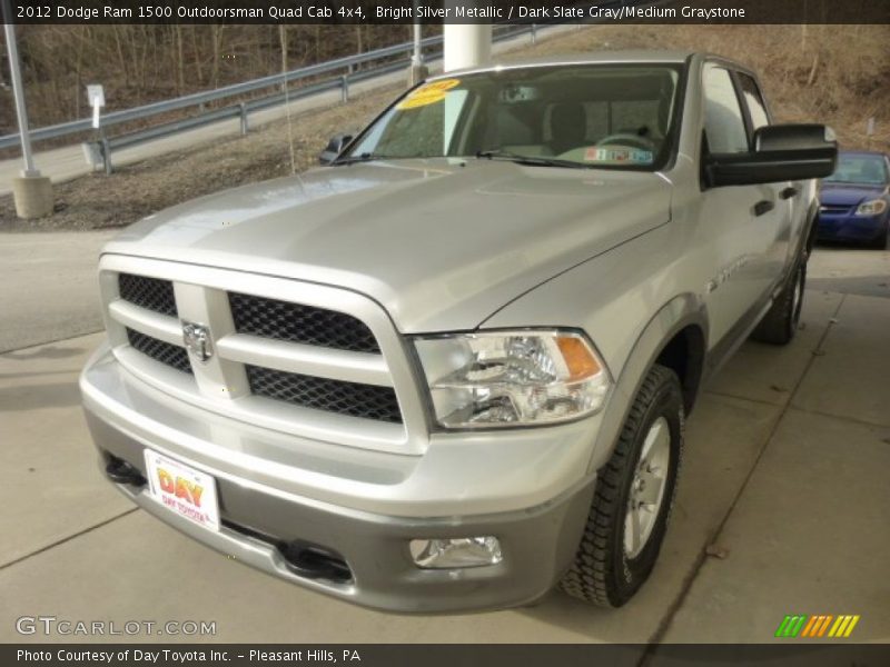 Bright Silver Metallic / Dark Slate Gray/Medium Graystone 2012 Dodge Ram 1500 Outdoorsman Quad Cab 4x4