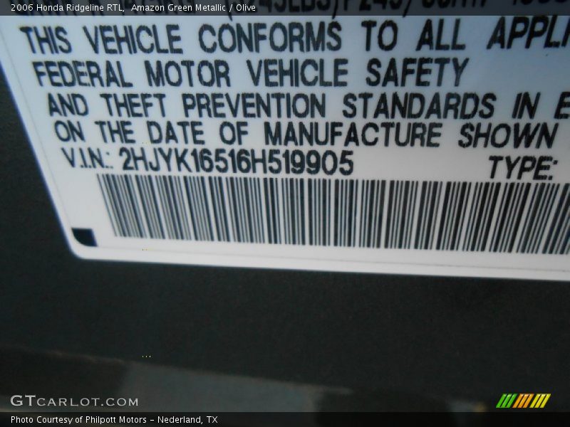 Amazon Green Metallic / Olive 2006 Honda Ridgeline RTL