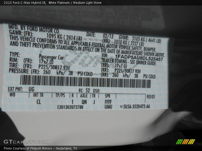 White Platinum / Medium Light Stone 2013 Ford C-Max Hybrid SE
