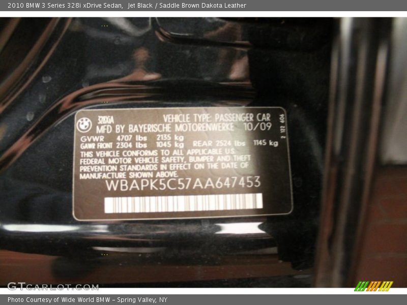 Jet Black / Saddle Brown Dakota Leather 2010 BMW 3 Series 328i xDrive Sedan