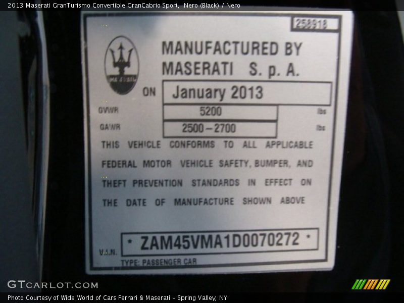 Nero (Black) / Nero 2013 Maserati GranTurismo Convertible GranCabrio Sport