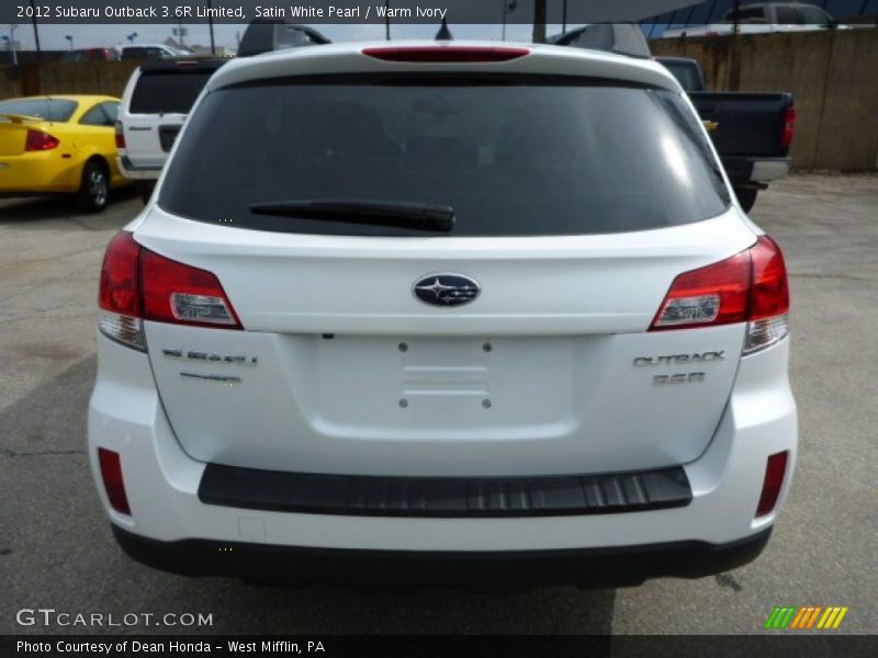 Satin White Pearl / Warm Ivory 2012 Subaru Outback 3.6R Limited