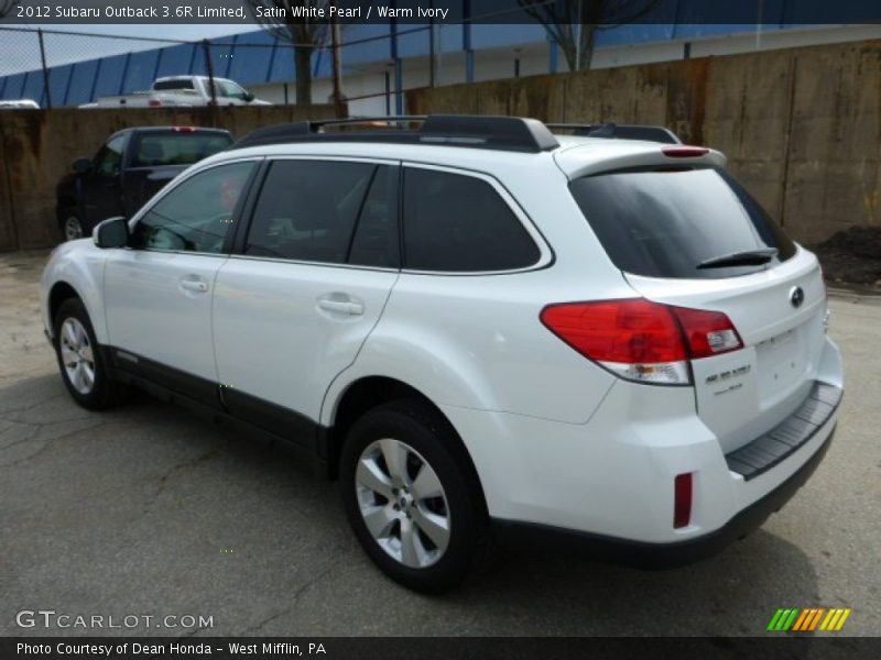 Satin White Pearl / Warm Ivory 2012 Subaru Outback 3.6R Limited