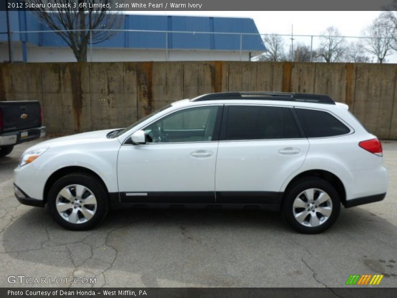 Satin White Pearl / Warm Ivory 2012 Subaru Outback 3.6R Limited
