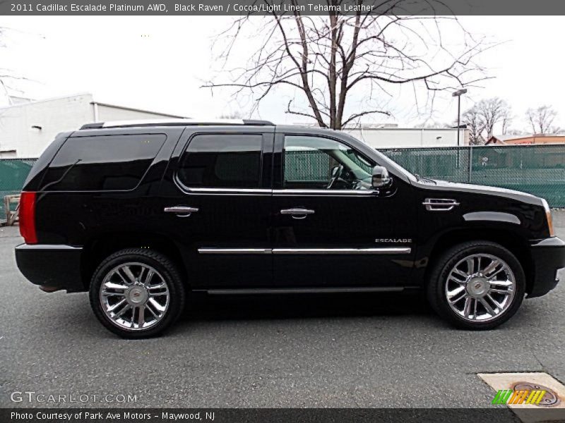 Black Raven / Cocoa/Light Linen Tehama Leather 2011 Cadillac Escalade Platinum AWD