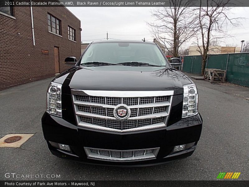 Black Raven / Cocoa/Light Linen Tehama Leather 2011 Cadillac Escalade Platinum AWD