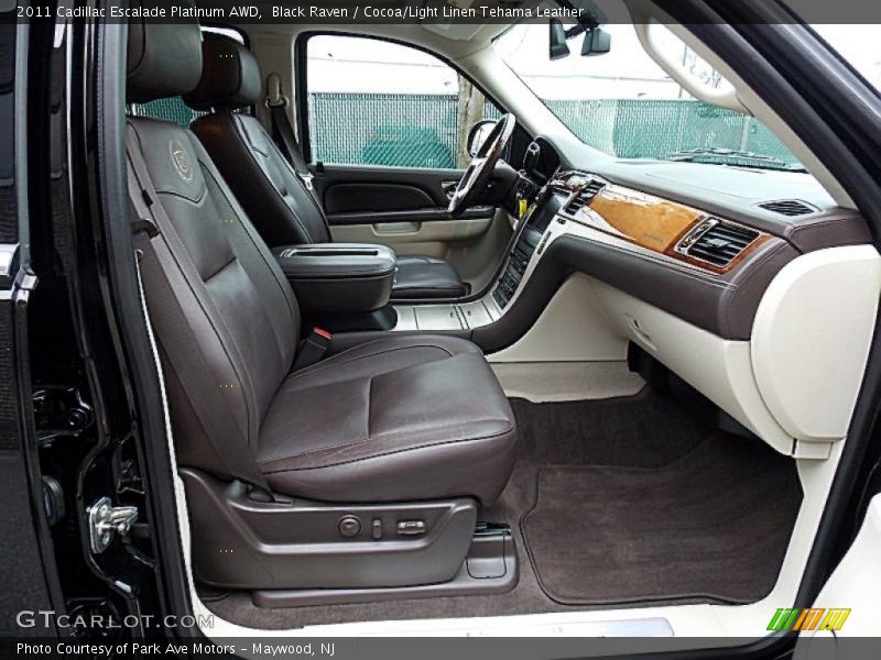 Black Raven / Cocoa/Light Linen Tehama Leather 2011 Cadillac Escalade Platinum AWD