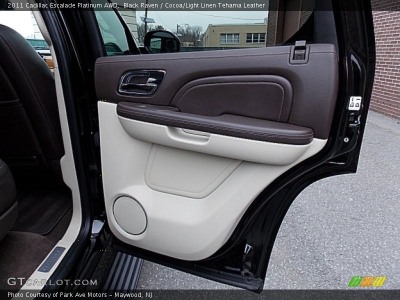 Black Raven / Cocoa/Light Linen Tehama Leather 2011 Cadillac Escalade Platinum AWD