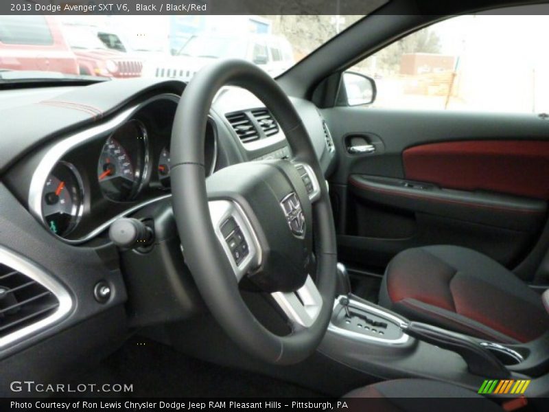 Black / Black/Red 2013 Dodge Avenger SXT V6