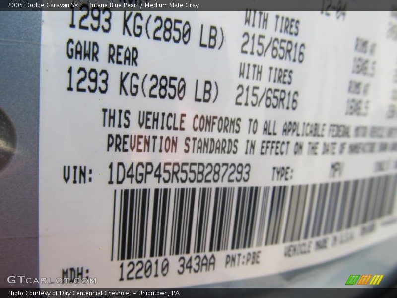Butane Blue Pearl / Medium Slate Gray 2005 Dodge Caravan SXT