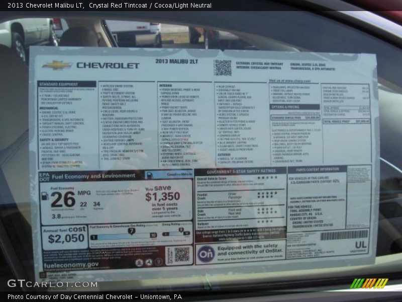 Crystal Red Tintcoat / Cocoa/Light Neutral 2013 Chevrolet Malibu LT
