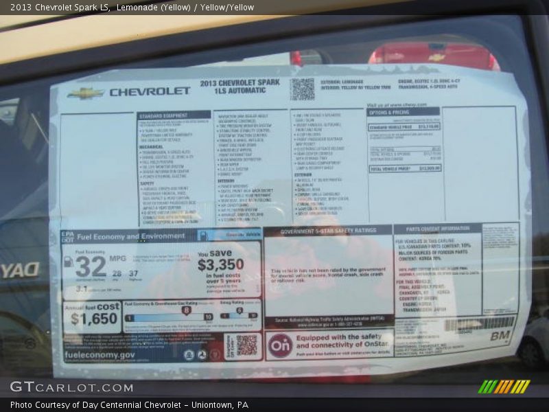 Lemonade (Yellow) / Yellow/Yellow 2013 Chevrolet Spark LS