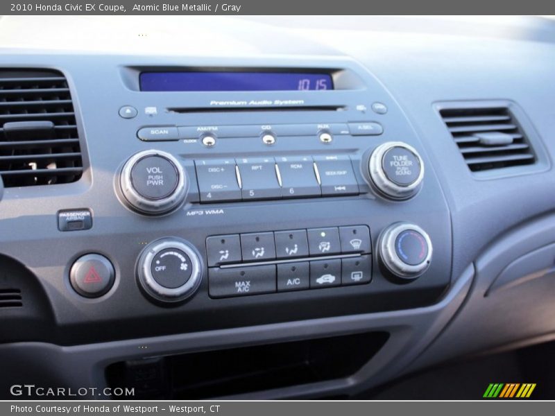 Atomic Blue Metallic / Gray 2010 Honda Civic EX Coupe