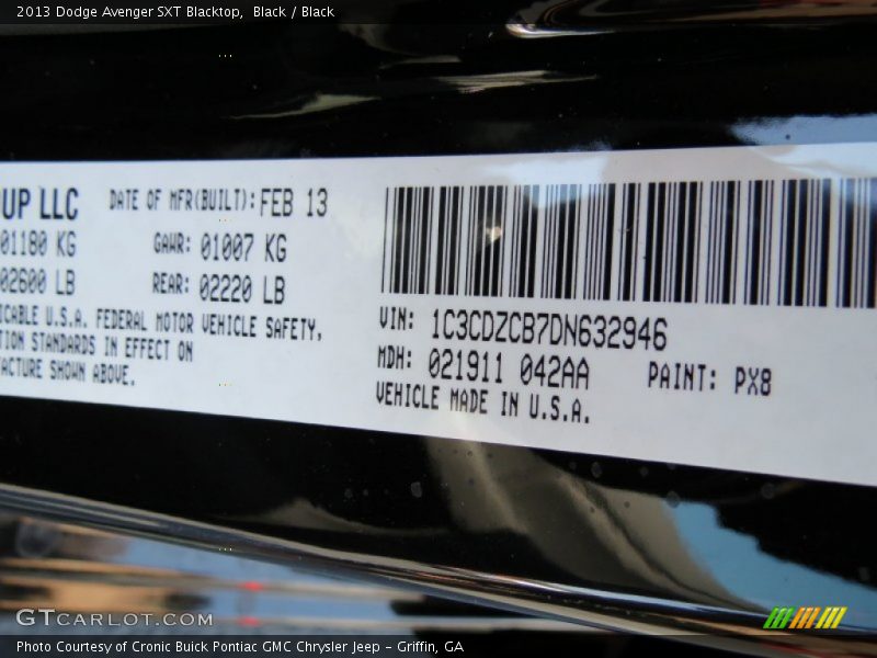 Black / Black 2013 Dodge Avenger SXT Blacktop