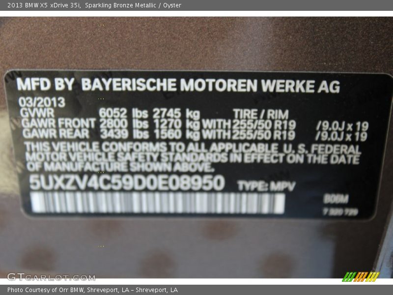 Sparkling Bronze Metallic / Oyster 2013 BMW X5 xDrive 35i