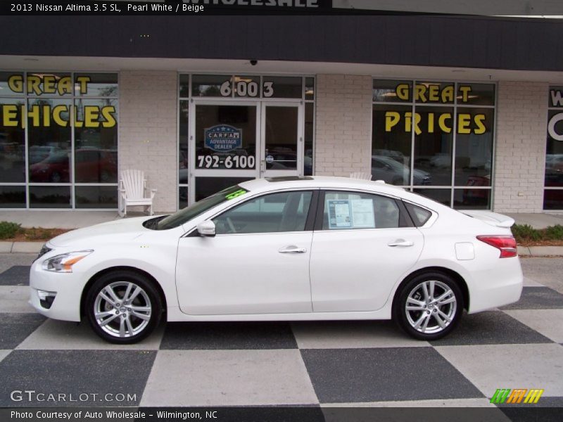 Pearl White / Beige 2013 Nissan Altima 3.5 SL