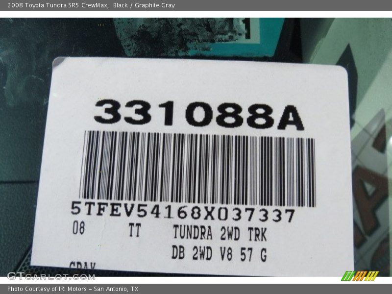 Black / Graphite Gray 2008 Toyota Tundra SR5 CrewMax