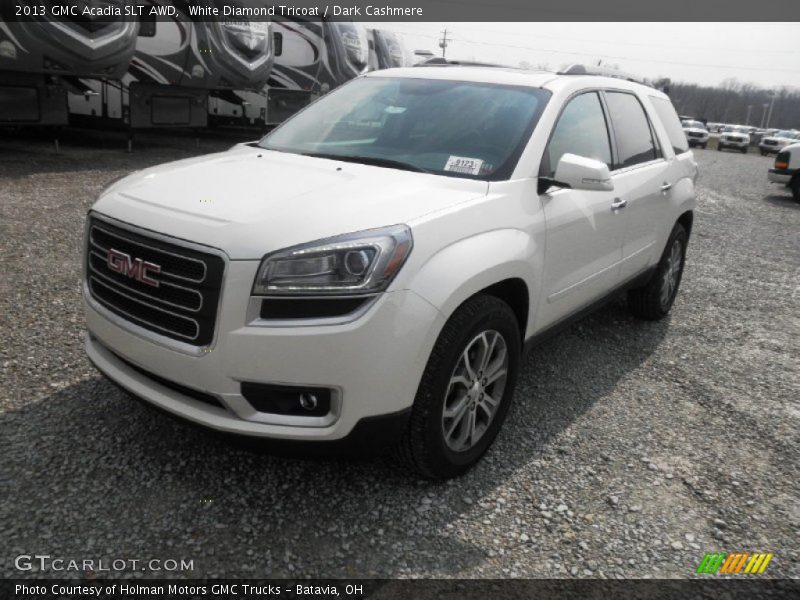 White Diamond Tricoat / Dark Cashmere 2013 GMC Acadia SLT AWD