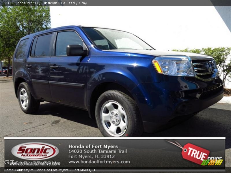 Obsidian Blue Pearl / Gray 2013 Honda Pilot LX