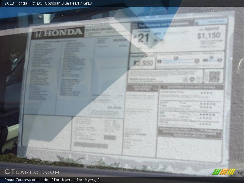 Obsidian Blue Pearl / Gray 2013 Honda Pilot LX