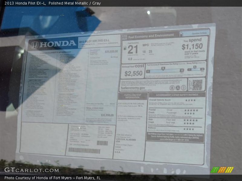 Polished Metal Metallic / Gray 2013 Honda Pilot EX-L