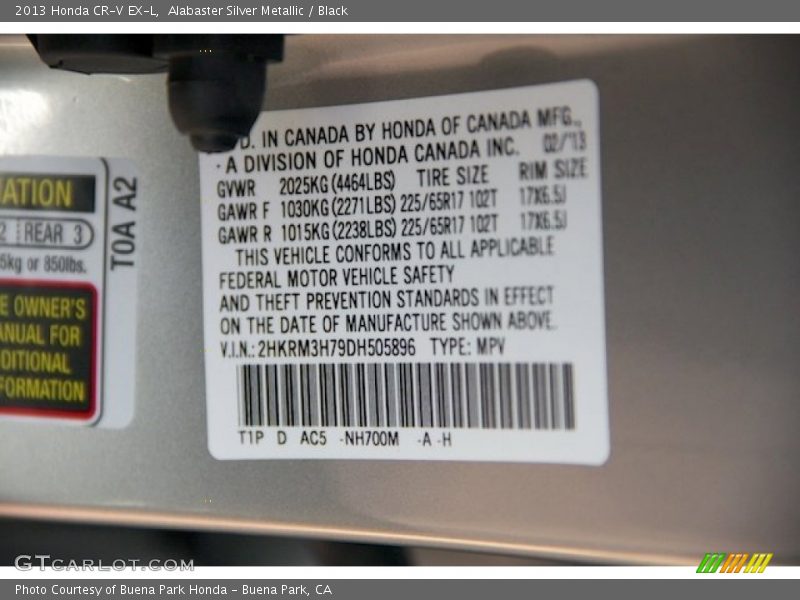 Alabaster Silver Metallic / Black 2013 Honda CR-V EX-L