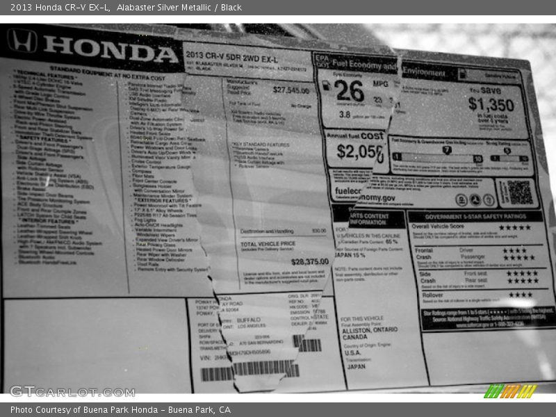 Alabaster Silver Metallic / Black 2013 Honda CR-V EX-L