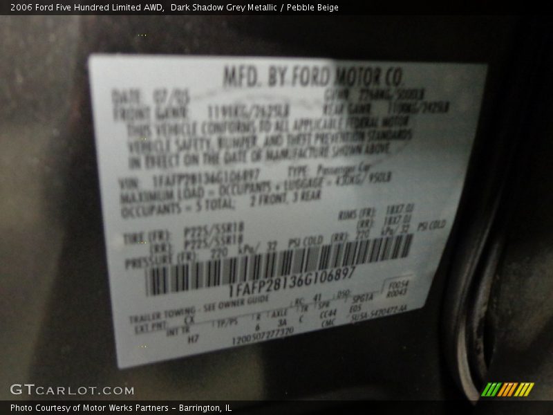 Dark Shadow Grey Metallic / Pebble Beige 2006 Ford Five Hundred Limited AWD