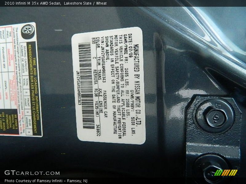 2010 M 35x AWD Sedan Lakeshore Slate Color Code B30