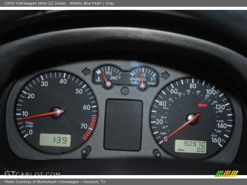Atlantic Blue Pearl / Gray 2000 Volkswagen Jetta GLS Sedan
