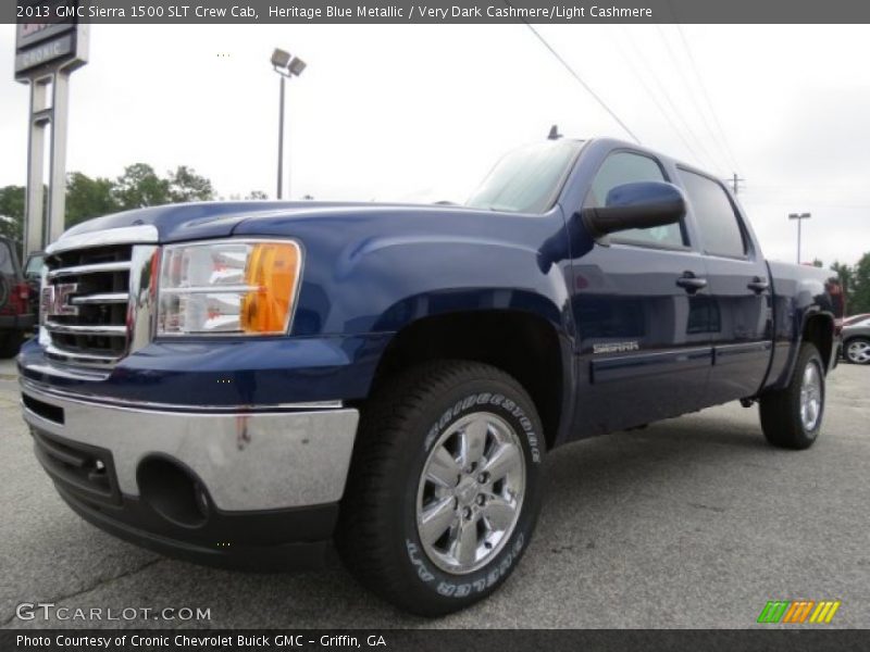Heritage Blue Metallic / Very Dark Cashmere/Light Cashmere 2013 GMC Sierra 1500 SLT Crew Cab