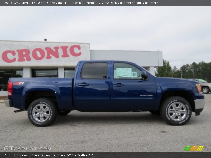 Heritage Blue Metallic / Very Dark Cashmere/Light Cashmere 2013 GMC Sierra 1500 SLT Crew Cab