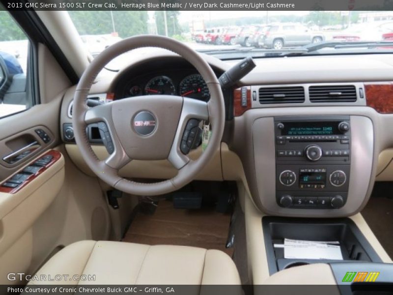Heritage Blue Metallic / Very Dark Cashmere/Light Cashmere 2013 GMC Sierra 1500 SLT Crew Cab