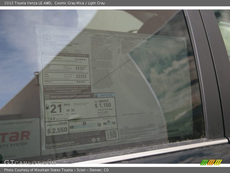 Cosmic Gray Mica / Light Gray 2013 Toyota Venza LE AWD